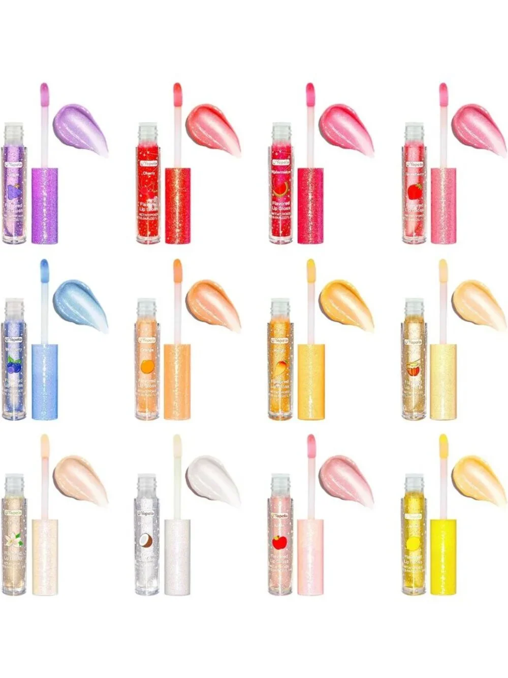95pcs Moisturizing Glitter Lip Gloss Set with Vitamin E - Fruity Flavors for